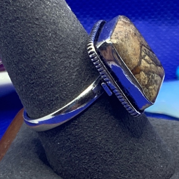 Picture Jasper Ring w Dendrites! .925 Sterling Silver Plated, Size 9.25 - Picture 4 of 10